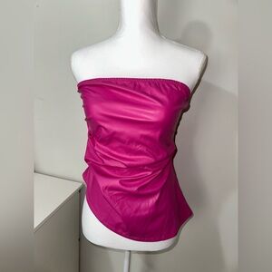 Hot pink strapless top